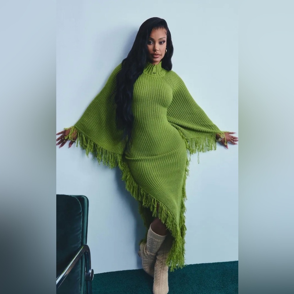 Fashion Nova Venae Sweater Maxi Dress Chartreuse